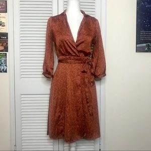 H&M Orange Faux Wrap Dress - Size 6